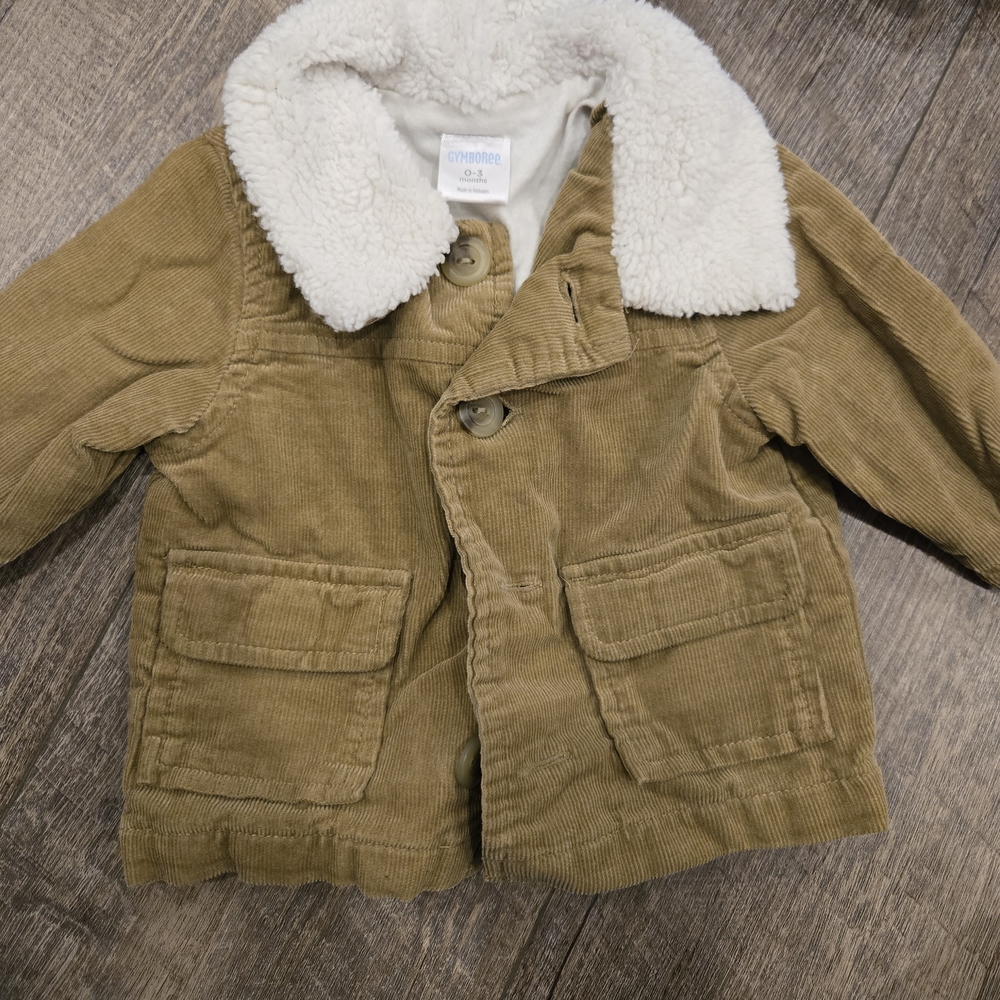 OshKosh B'gosh Tan Corduroy Pea Coat with Cream Collar